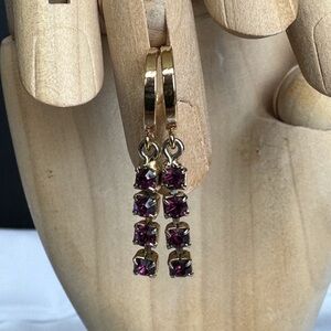 Vintage Mixed Metal Purple Earrings 14KGF
